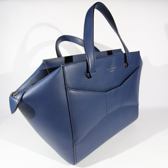 NWOT Kate Spade 2 Park Ave Beau Bow Satchel Navy Blue Bag - Picture 4 of 12